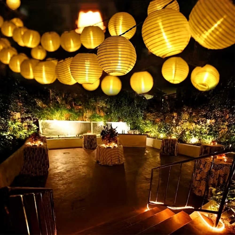Lantern Paper Solar - 10LED/20LED Kağıt Fener Işık Dizileri, Pilli