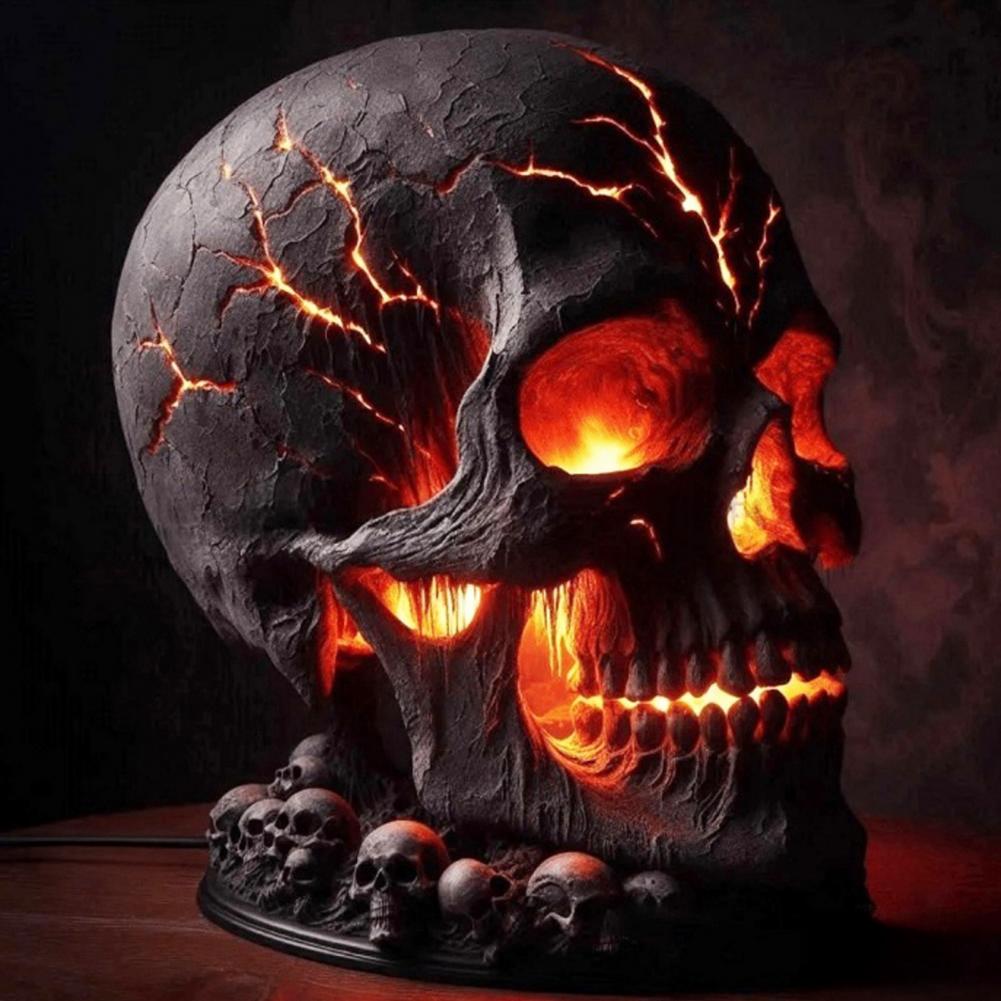 Unique Lighting Decor - Cadılar Bayramı Lav Taşı Kafatası Lambası,