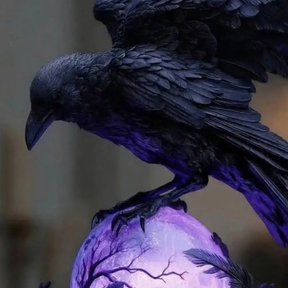 Unique Lighting Decor - Gotik Kuzgun LED Lambası Mor Işıklı