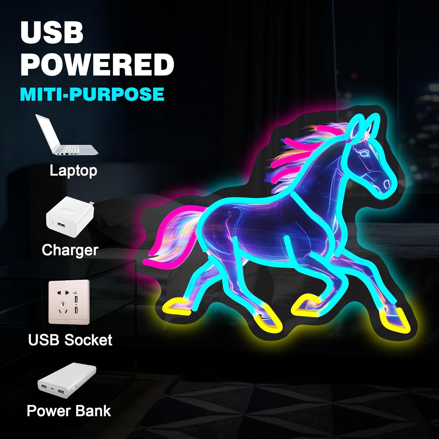 At Figürlü Gece Lambası Neon T - Room Decor Lighting Lamp incelemesi ve fiyatı