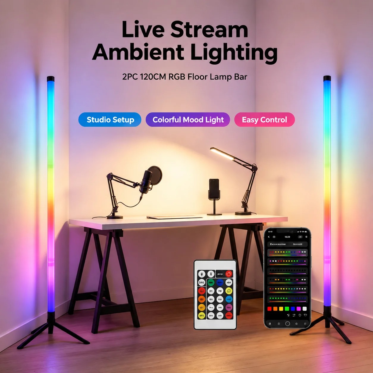 2 Adet 120CM RGB Yer Lambası,  - Room Decor Lighting Lamp incelemesi ve fiyatı