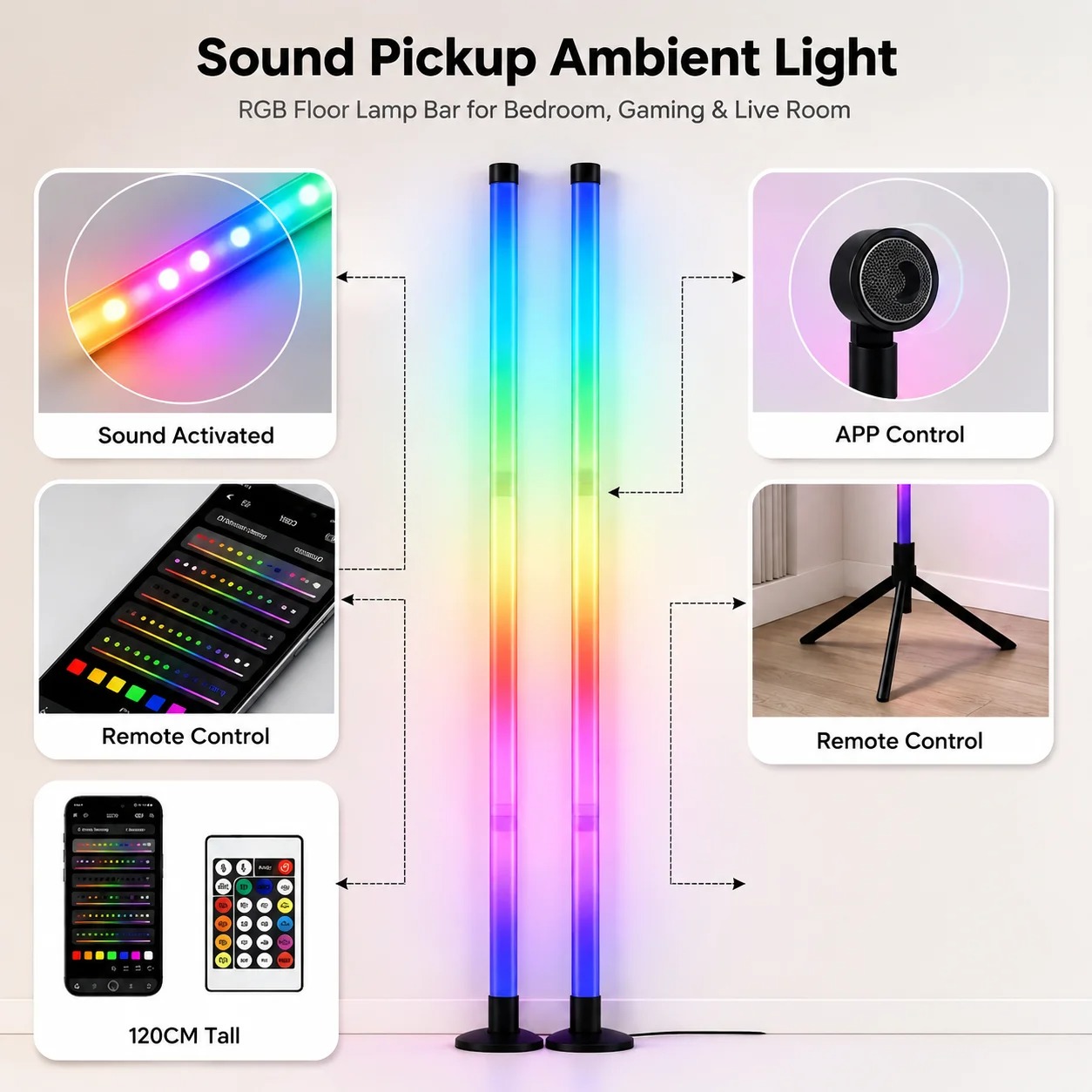 2 Adet 120CM RGB Yer Lambası,  - Room Decor Lighting Lamp incelemesi ve fiyatı